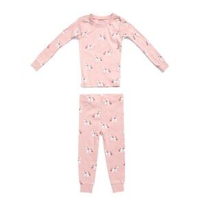 PETIT LEM Pink Girls 2pc Royal Horses Pajama Top And Pants Set